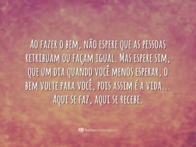 Ao fazer o bem