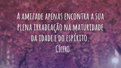 A amizade apenas encontra a sua plena irradiação na maturidade da idade&hellip;