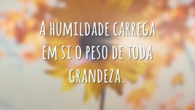 A humildade carrega em si o peso de toda grandeza.