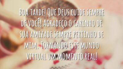 Boa tarde! Que Deus cuide sempre de você! Agradeço o carinho de&hellip;