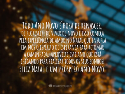 O Ano Novo começa com a experiência de amor no Natal…