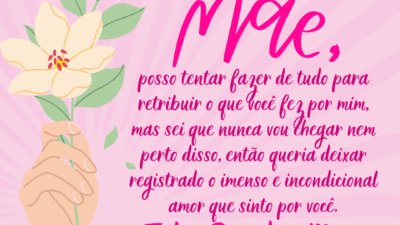 Mãe, posso tentar fazer de tudo para retribuir o que você fez&hellip;