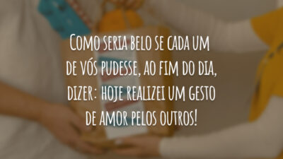 Como seria belo se cada um de vós pudesse, ao fim do&hellip;