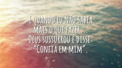 E quando eu não sabia mais o que fazer