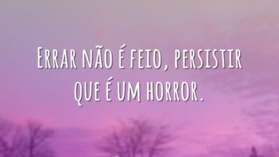 Errar não é feio, persistir que é um horror.