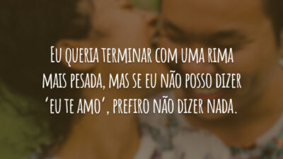 Eu queria terminar com uma rima mais pesada, mas se eu não&hellip;