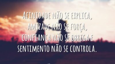 Afinidade não se explica, amizade não se força, confiança não se obriga&hellip;