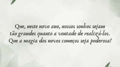 Que neste novo ano os nossos sonhos