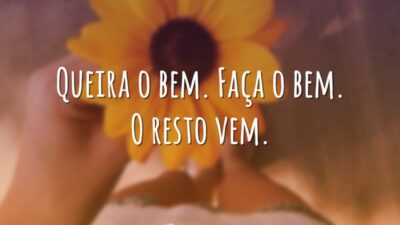 Queira o bem. Faça o bem. O resto vem.
