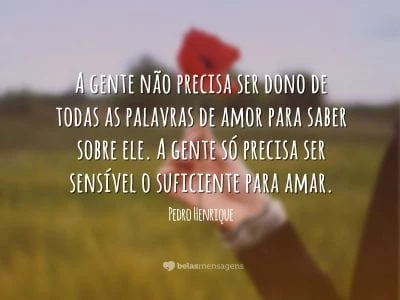 Ser sensível ao amor