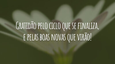 Gratidão pelo ciclo que se finaliza, e pelas boas novas que virão!