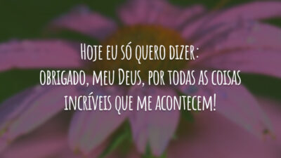 Hoje eu só quero dizer: obrigado, meu Deus, por todas as coisas&hellip;