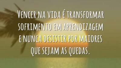 Vencer na vida é transformar sofrimento em aprendizagem e nunca desistir por&hellip;