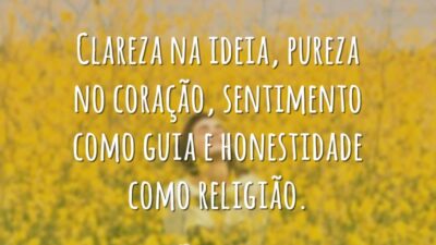 Clareza na ideia, pureza no coração, sentimento como guia e honestidade como&hellip;