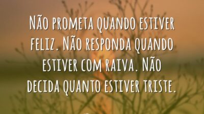 Não prometa quando estiver feliz. Não responda quando estiver com raiva. Não&hellip;