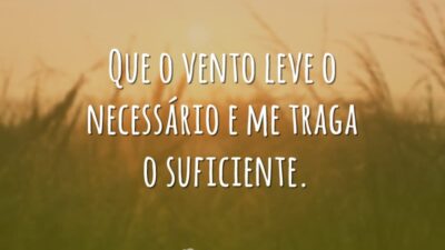 Que o vento leve o necessário e me traga o suficiente.