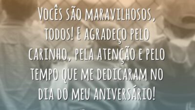 Vocês são maravilhosos, todos! E agradeço pelo carinho, pela atenção e pelo&hellip;