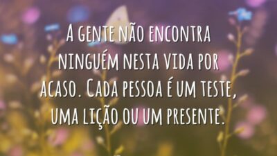 A gente não encontra ninguém nesta vida por acaso