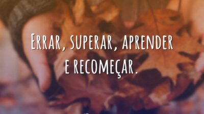 Errar, superar, aprender e recomeçar.