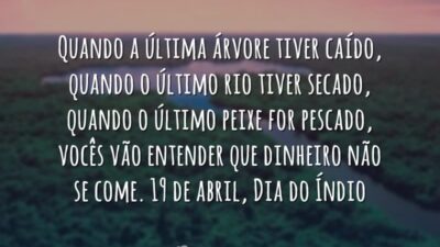 Quando a última árvore tiver caído, quando o último rio tiver secado,&hellip;