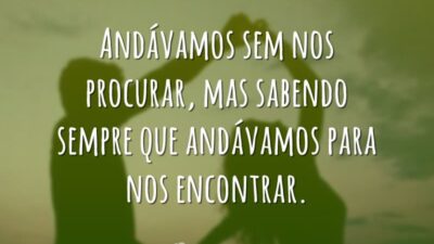 Andávamos sem nos procurar, mas sabendo sempre que andávamos para nos encontrar.
