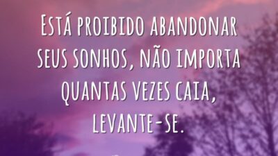 Está proibido abandonar seus sonhos, não importa quantas vezes caia, levante-se.