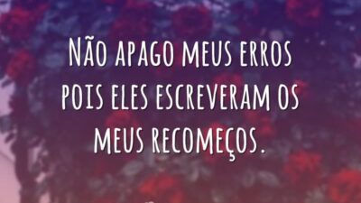 Não apago meus erros pois eles escreveram os meus recomeços.