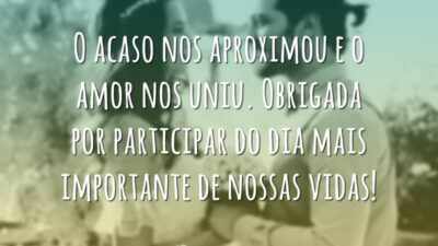 O acaso nos aproximou e o amor nos uniu. Obrigada por participar&hellip;