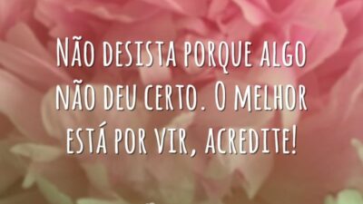 Não desista porque algo não deu certo. O melhor está por vir,&hellip;