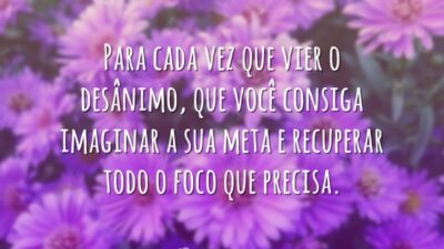 Para cada vez que vier o desânimo, que você consiga imaginar a&hellip;