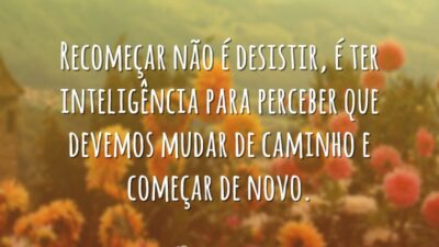 Recomeçar não é desistir, é ter inteligência para perceber que devemos mudar&hellip;
