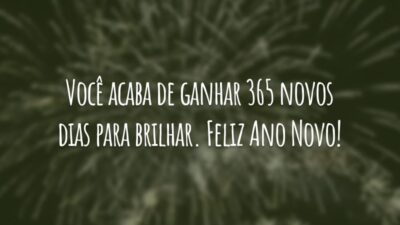 Você acaba de ganhar 365 novos dias para brilhar. Feliz Ano Novo!