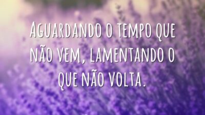 Aguardando o tempo que não vem, lamentando o que não volta.