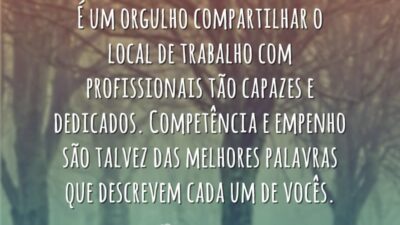 É um orgulho compartilhar