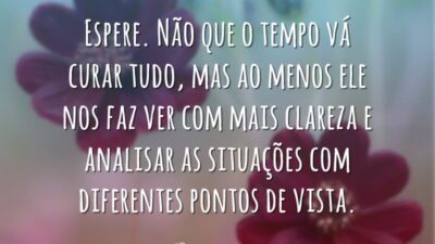 Espere. Não que o tempo vá curar tudo, mas ao menos ele&hellip;
