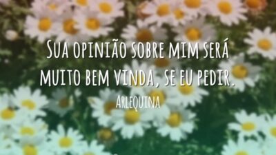 Sua opinião sobre mim será muito bem vinda, se eu pedir.