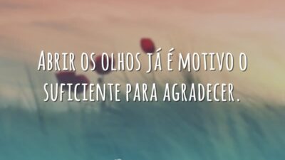 Abrir os olhos já é motivo o suficiente para agradecer.
