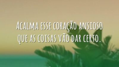 Acalma esse coração ansioso que as coisas vão dar certo.