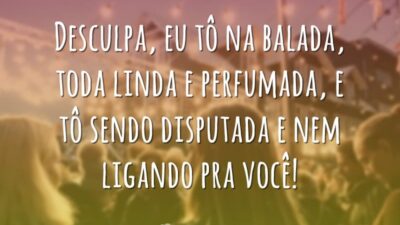 Desculpa, eu tô na balada, toda linda e perfumada, e tô sendo&hellip;
