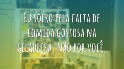 Eu sofro pela falta de comida gostosa na geladeira, não por você.