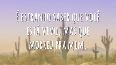 É estranho saber que você está vivo, mas que morreu pra mim.