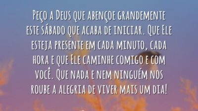 Peço a Deus que abençoe grandemente este sábado que acaba de iniciar.&hellip;