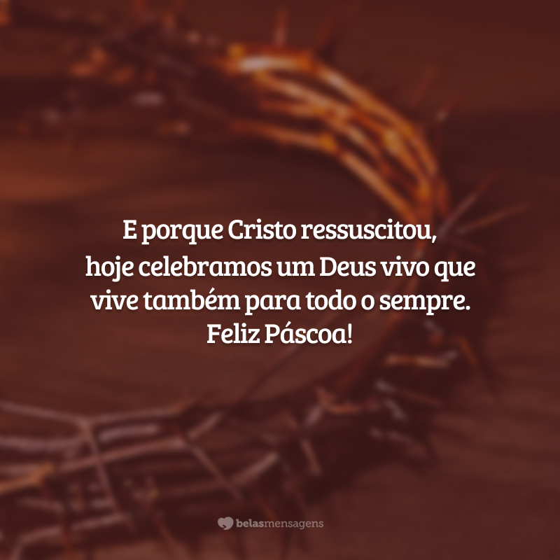 E porque Cristo ressuscitou, hoje celebramos um Deus vivo que vive também para todo o sempre. Feliz Páscoa!