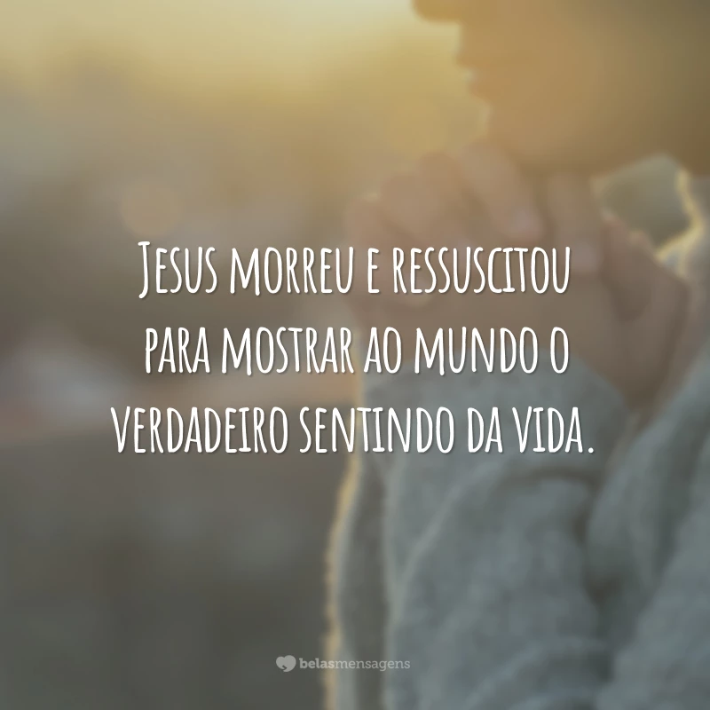 Jesus morreu e ressuscitou para mostrar ao mundo o verdadeiro sentindo da vida.