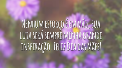 Nenhum esforço é em vão, sua luta será sempre minha grande inspiração. Feliz Dia das Mães!