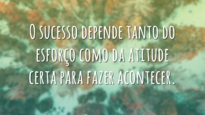 O sucesso depende tanto do esforço como da atitude certa para fazer&hellip;