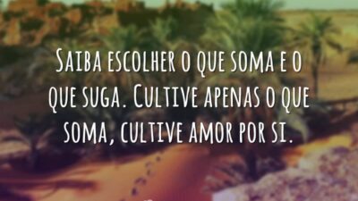 Saiba escolher o que soma e o que suga. Cultive apenas o&hellip;