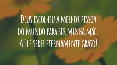 Deus escolheu a melhor pessoa do mundo para ser minha mãe. A Ele serei eternamente grato!