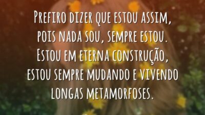 Prefiro dizer que estou assim, pois nada sou, sempre estou. Estou em&hellip;