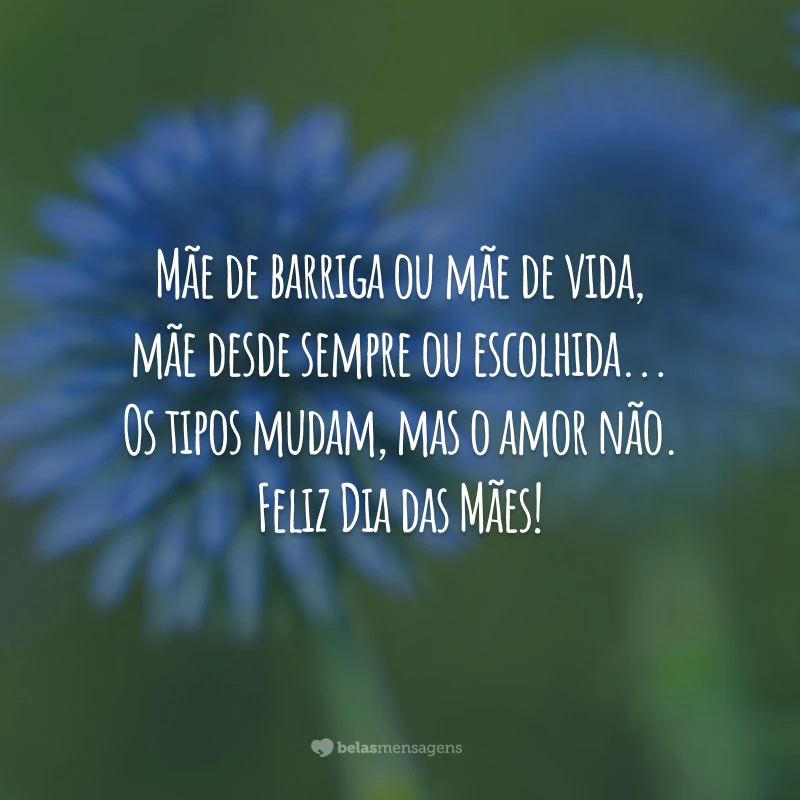 Mãe de barriga ou mãe de vida, mãe desde sempre ou escolhida... Os tipos mudam, mas o amor não. Feliz Dia das Mães!